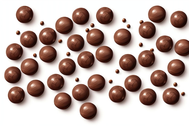 CocoaIsolated Bonbon Chocolate Pralines Texture isolated on white background Generative Ai