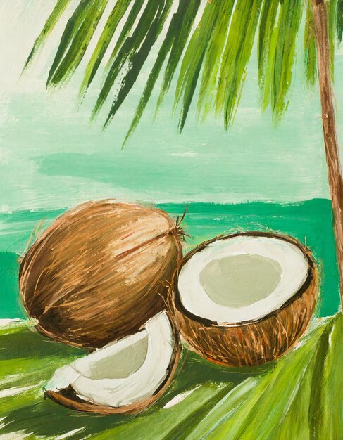 Photo coconut abstract art painting