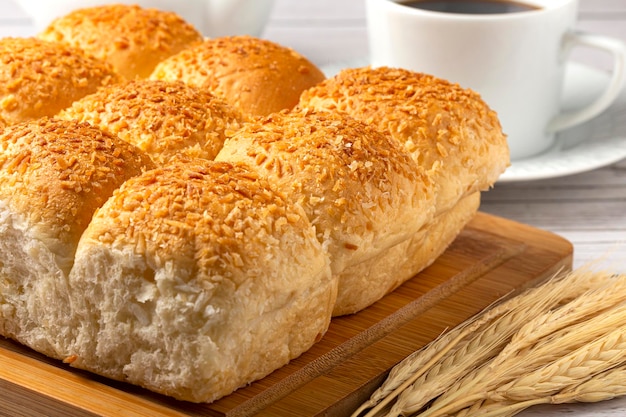 Coconut bread on the wooden table