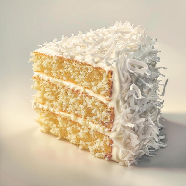 Photo coconut cake white dessert frosting vanilla torte slice cream sponge coconut cake copy space