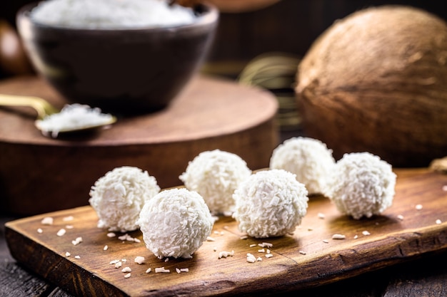 Coconut candy, candy made from coconut without animal milk, vegan candy made at home