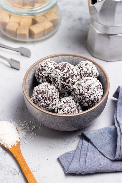 Coconut chocolate balls Candy Dessert Vegetarian food