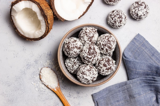 Coconut chocolate balls Candy Dessert Vegetarian food