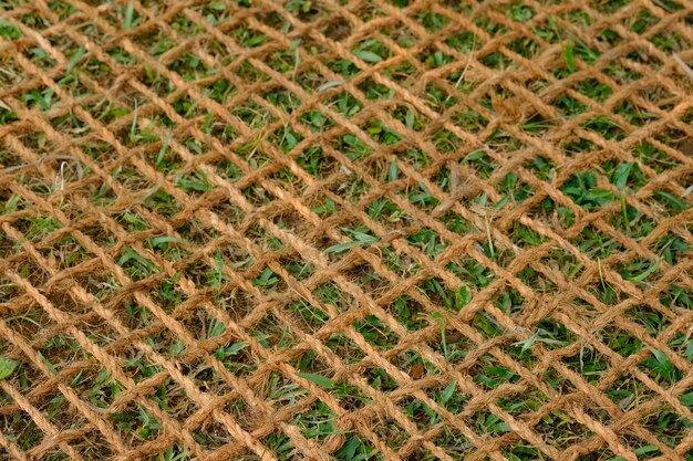 coconut coir net. made of woven coconut coir rope.  used of mine reclamation and reclamation.