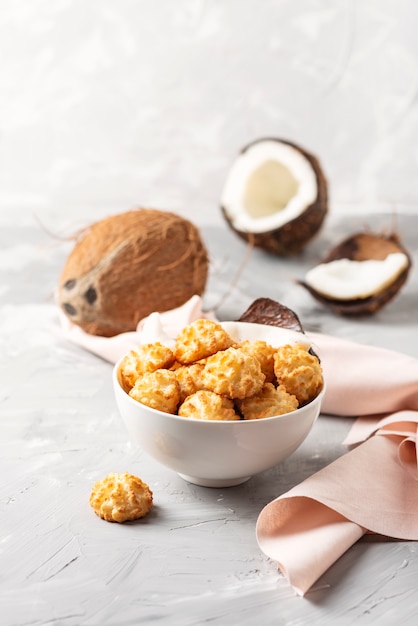 Coconut cookies on the marble table