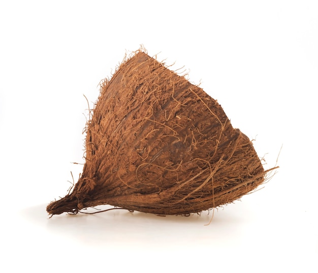 coconut cut in half isolated on white