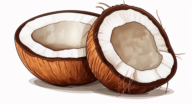 a coconut cut in half