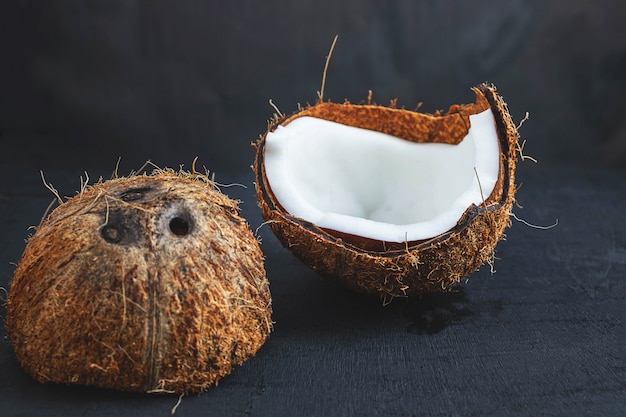Coconut cut in half
