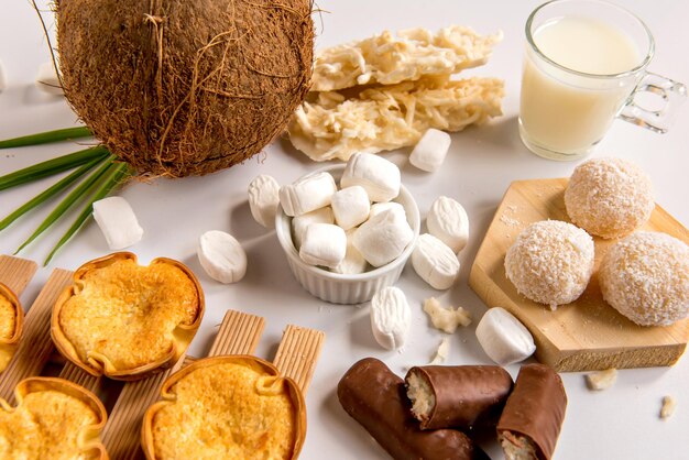 Coconut delights on a white background coconut candy recipes