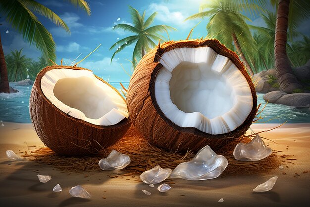 Coconut Experience the tropical essence of our coconut on black background