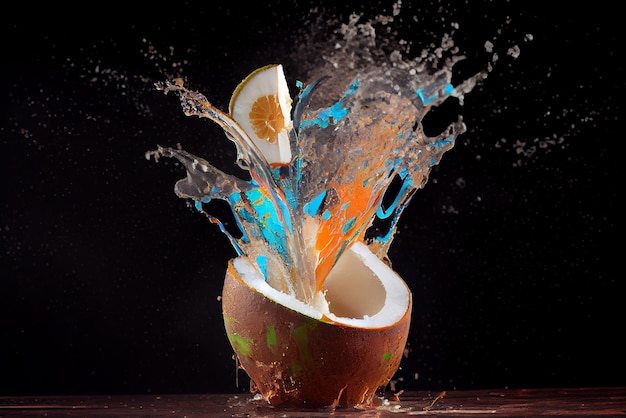 The coconut falls and the splash breaks Generative AI