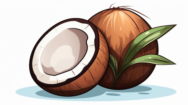 Coconut fruit cartoon vector icon illustration food nature icon concept isolated premium vector