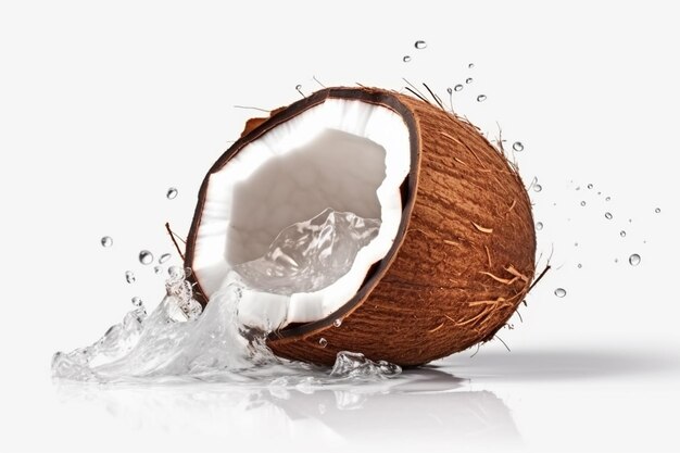 Coconut fruit on white background 3d illustration generative ai