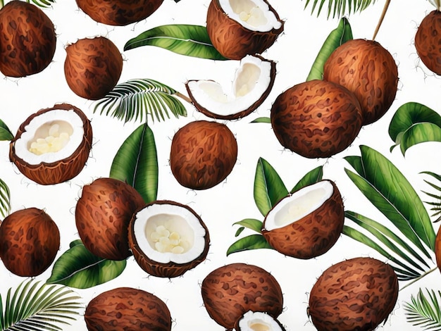 Foto sfondo bianco di frutta di cocco