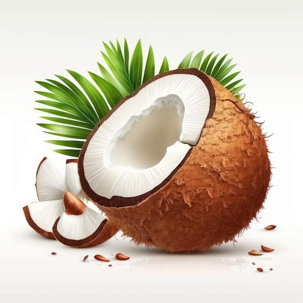 Coconut fruit white background