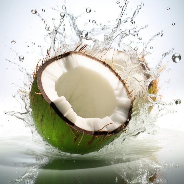 coconut illustration water splash and a character