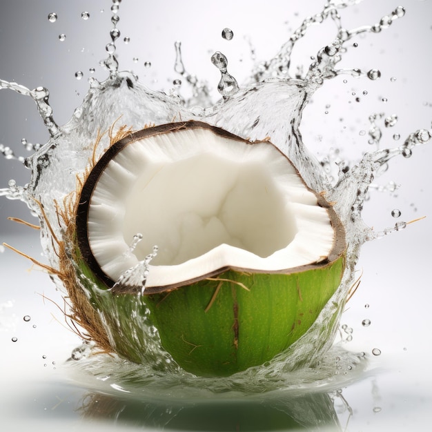 coconut illustration water splash with character