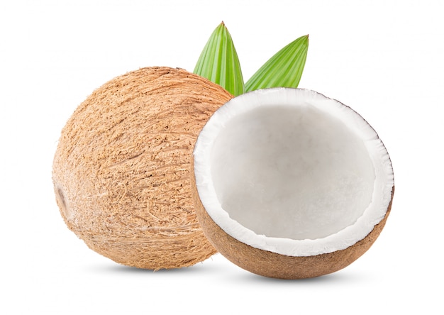 Coconut isolated on white background. full depth of field