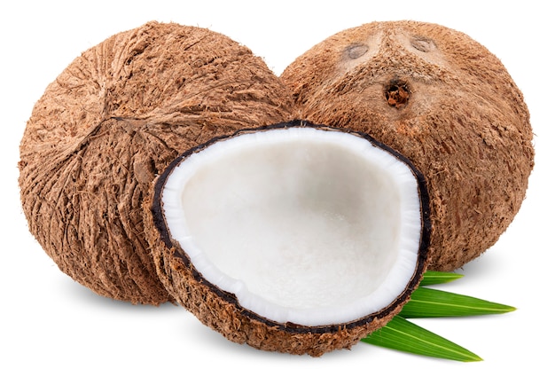 코코넛 흰색 클리핑 경로에 고립