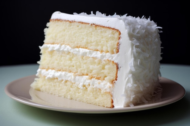 Coconut layer cake on plate