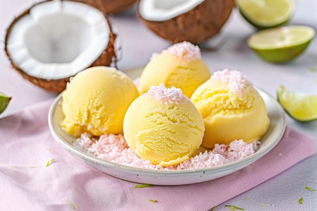 Coconut and lime sorbet