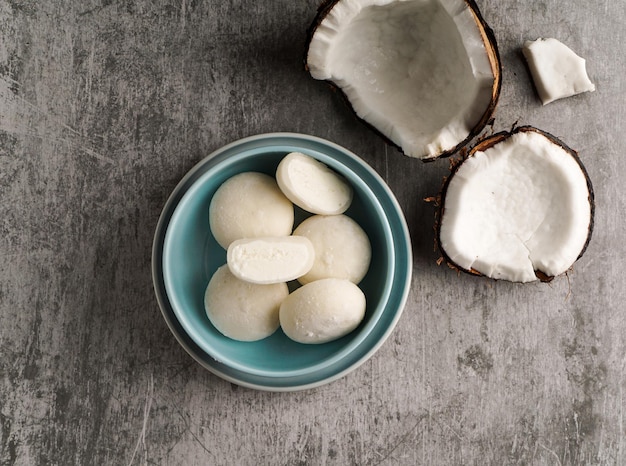 Coconut mochi ice cream, japanese frozen mochi