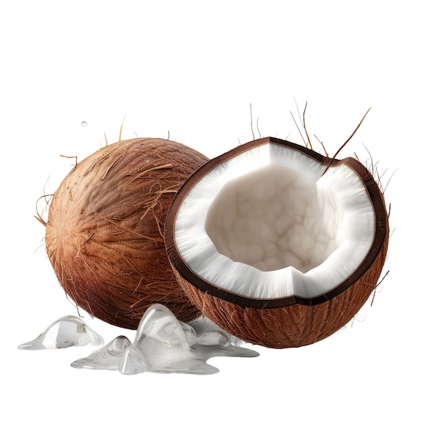 Coconut nuts Transparent isolated background AI