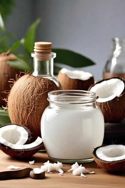 coconut oil on a wooden table