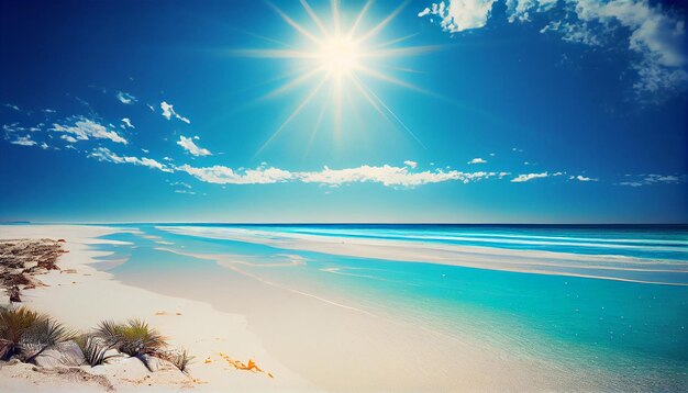 Foto palma da cocco su un'incredibile spiaggia di sabbia bianca perfetta nell'isola delle maldive genera ai