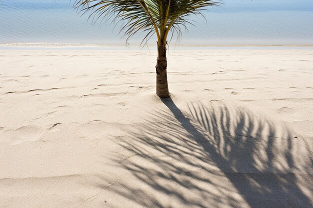 Coconut palm tree shadow on a sandy beach