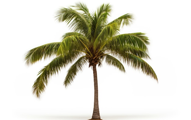Coconut Palm Tree in Tranquil Serenity Isolated on Transparent Background