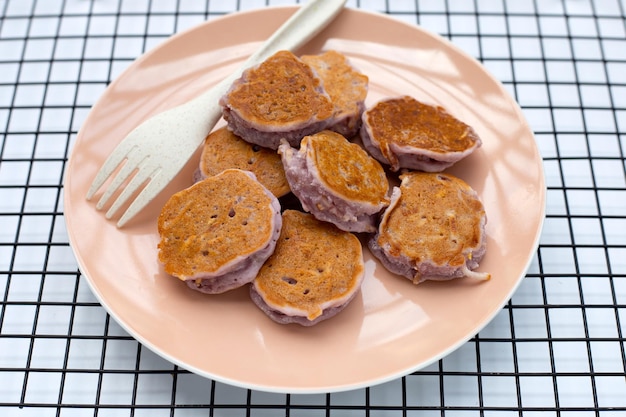 Coconut pancake in round plate