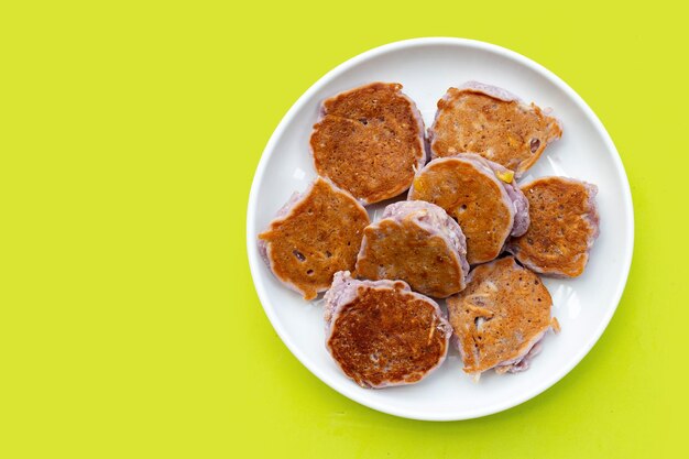 Coconut pancake on white background