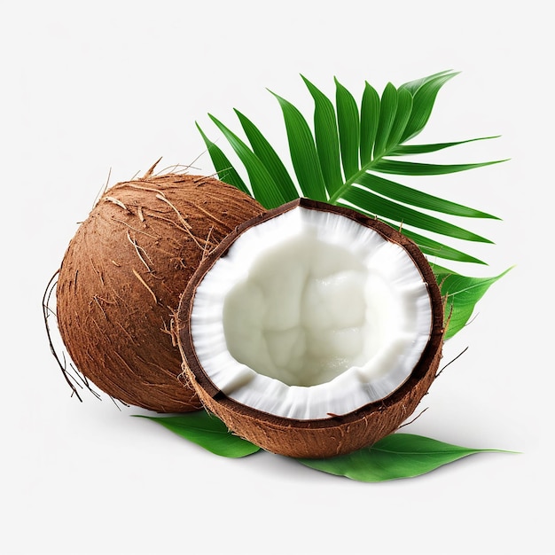 Coconut piece and leaves