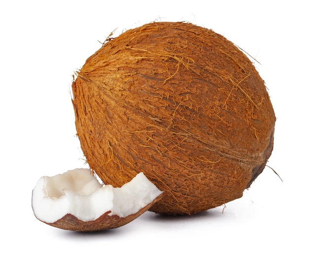 白い背景で隔離のココナッツの部分