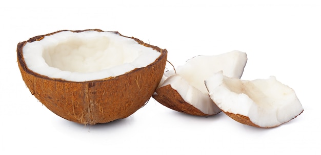 Coconut pieces isolated