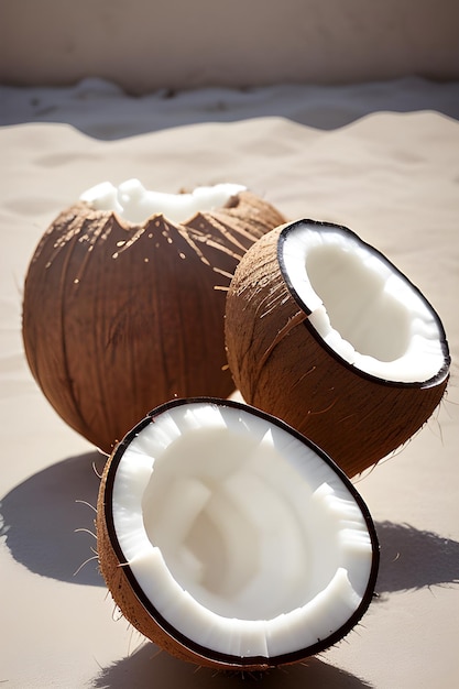 Photo a coconut on the sand