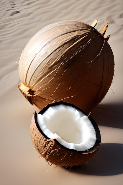 Photo a coconut on the sand