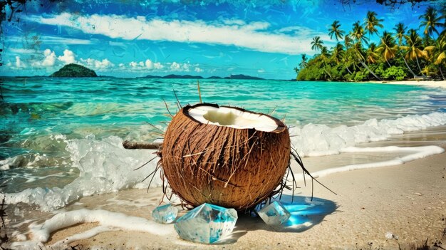 Photo coconut on sandy beach