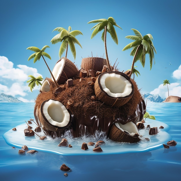 кокосообразный объект с кокосовыми орехами
