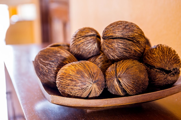 coconut shell decorate on table