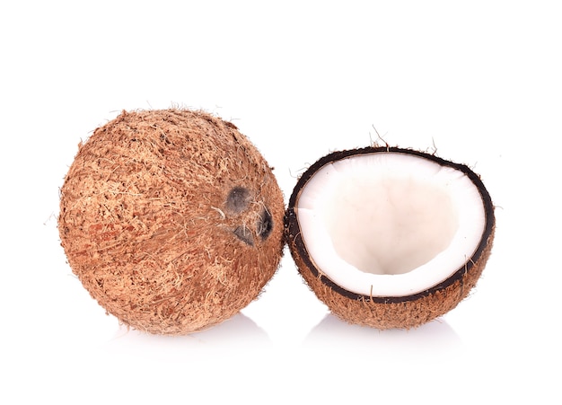 Coconut shell on white background