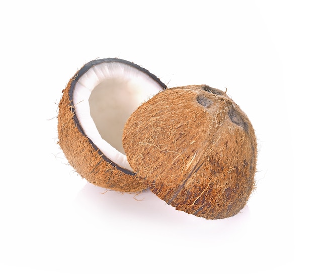 Coconut shell on white background