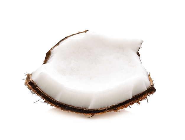 Coconut slice on white background