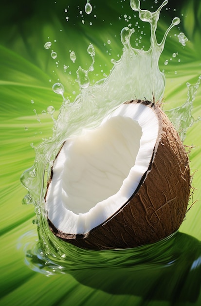 A coconut in the splash of milk