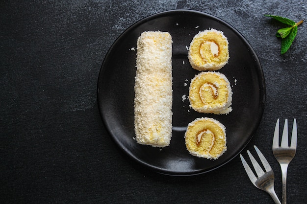 coconut sponge cake roll biscuit