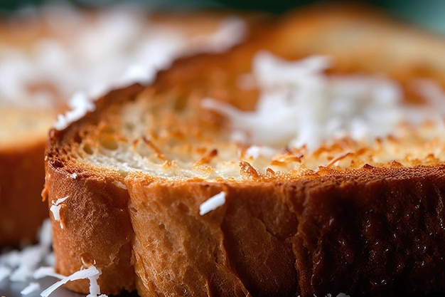 Photo coconut toast macro shot of a fresh breakfast with dripping honey ai generated