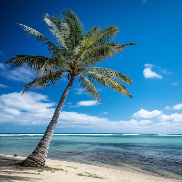 Coconut Tree with the Beach Background