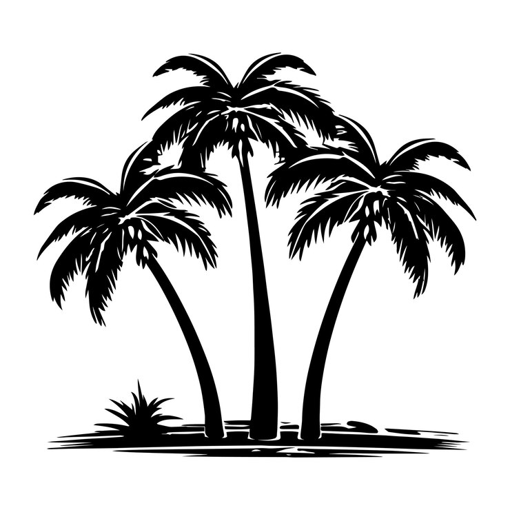 Photo coconut trees png flat old school illustration transparent background