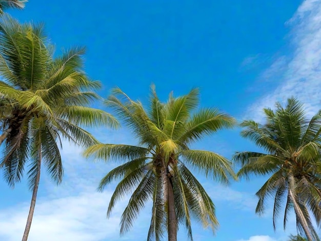 Coconut trees stand tall and the sky is clear blue AI_Generated